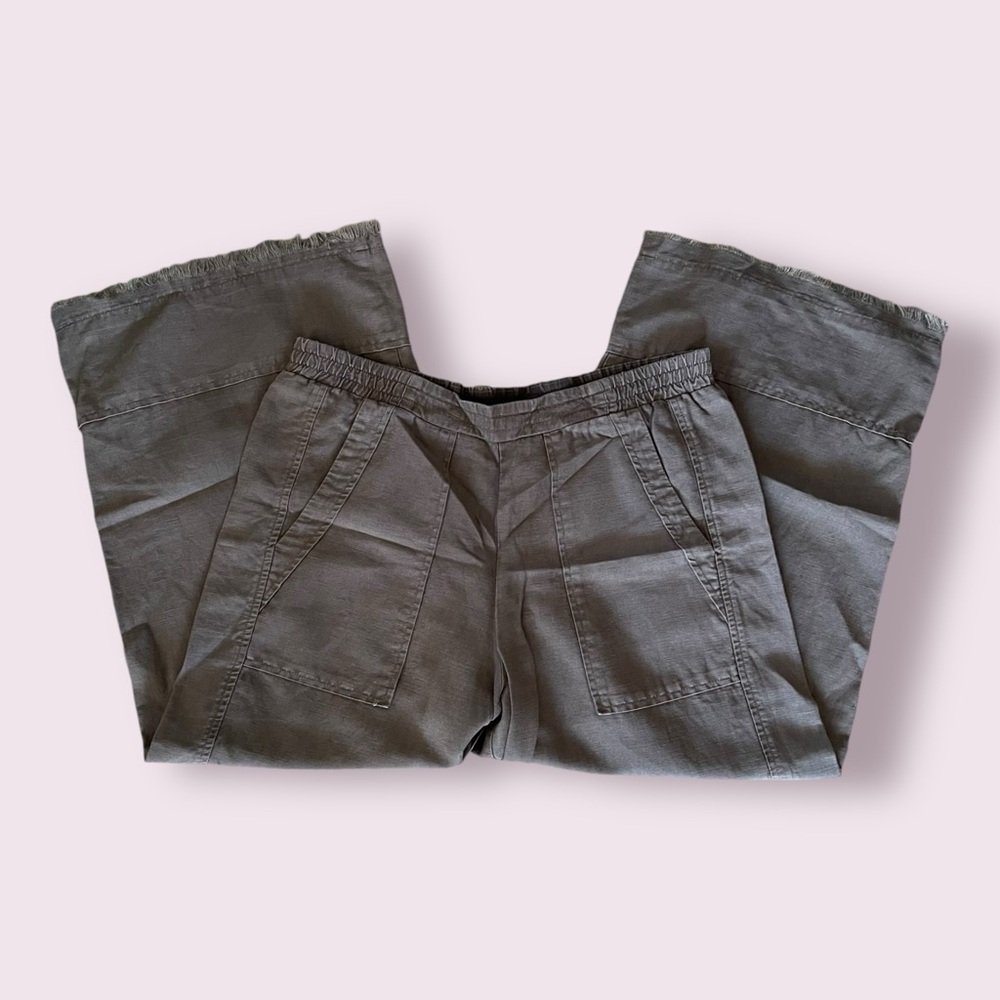 Pharaoh Collection Army Green Wide Leg Crop Pants - Picture 3 of 6